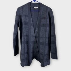 Eileen Fisher Womens Wool Collared Open Front Cardigan Sweater‎ Black Size Small